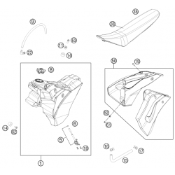 Réservoir, selle et ouïes HUSABERG 125 TE 2012