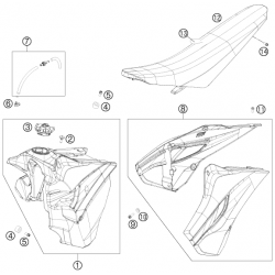 Réservoir, selle et ouïes HUSQVARNA 250/350 FE 2015