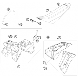 Réservoir, selle et ouïes HUSABERG 390/450/570 FE 2011