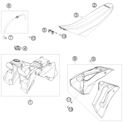 Réservoir, selle et ouïes HUSABERG 450/570 FE 2009