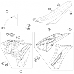 Réservoir, selle et ouïes HUSQVARNA 450/501 FE 2015