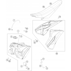Réservoir, selle et ouïes HUSQVARNA 125/250 TC 2015