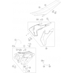 Réservoir, selle et ouïes HUSQVARNA 125 TC 2016