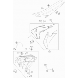 Réservoir, selle et ouïes HUSQVARNA 125/250 TC 2017