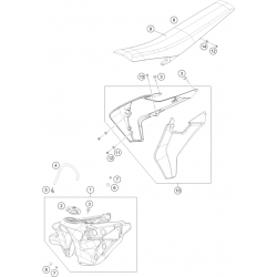 Réservoir, selle et ouïes HUSQVARNA 250/350/450 FC 2016