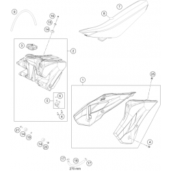 Réservoir, selle et ouïes HUSQVARNA 85 TC 17/14 19/16 2014