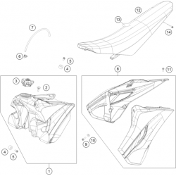 Réservoir, selle et ouïes HUSQVARNA 450 FS 2015