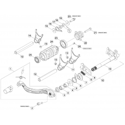 Sélecteur et axe de selection BETA 250/300 RR/RACING 2T 2014