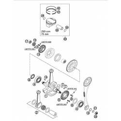 Vilebrequin et piston BETA 250 RR 4T 2005/2006/2007