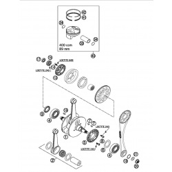 Vilebrequin et piston BETA 400 RR 4T 2005/2006/2007/2008/2009