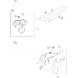 Réservoir, selle et ouïes HUSQVARNA 250/300 TEi 2018