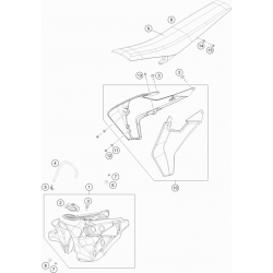 Réservoir, selle et ouïes HUSQVARNA 250/350/450 FC 2018