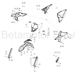 Garde-boue avant,ouies radiateur, plaque phare BETA 125 RR 2T 2018