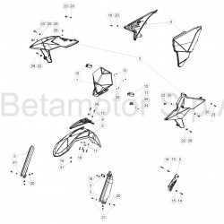 Garde-boue avant,ouies radiateur, plaque phare BETA ENDURO RR / RACING 4T EFI 2019