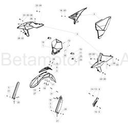 Garde-boue avant,ouies radiateur, plaque phare BETA 125 RR 2T 2019