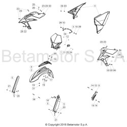 Garde-boue avant,ouies radiateur, plaque phare BETA ENDURO X-TRAINER 2T 2017