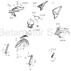 Garde-boue avant,ouies radiateur, plaque phare BETA ENDURO X-TRAINER 2T 2018/2019