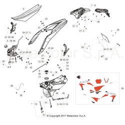 Coque arrière, reservoir, selle et kit déco BETA 250 X-TRAINER 2T 2017