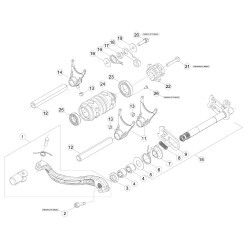 Sélecteur et axe de selection BETA 250/300 RR/RACING 2T 2017