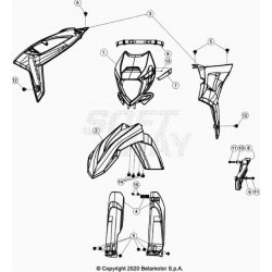 Garde-boue avant, ouies de radiateur et plaque phare BETA 125 RR 2T 2021 