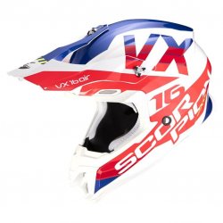 Casque SCORPION VX-16 AIR X-TURN Blanc - Rouge 