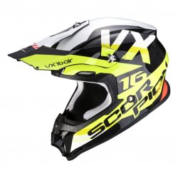 Casque SCORPION VX-16 AIR X-TURN Noir - Jaune Fluo - Blanc