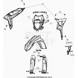 Garde-boue avant,ouies radiateur, plaque phare BETA 430 RR 4T RACING 2021 