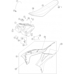 Réservoir, selle et ouïes GASGAS 125 MC 2T 2021 