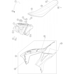 Réservoir, selle et ouïes GASGAS 250 MC-F 4T 2022 