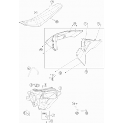 Réservoir, selle et ouïes HUSQVARNA 250 TC 2T 2021 