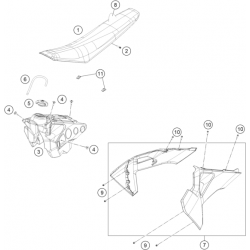 Réservoir, selle et ouïes HUSQVARNA FC 250 4T 2022 