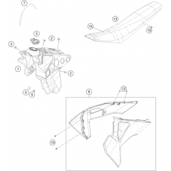 Réservoir, selle et ouïes HUSQVARNA 250 TEi 2T 2022 