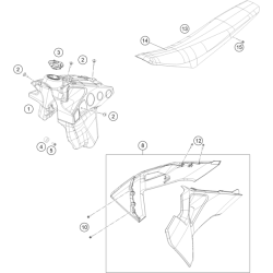 Réservoir, selle et ouïes HUSQVARNA 250 FE 4T 2022 