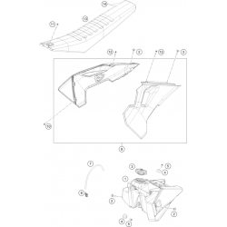 Réservoir, selle et ouïes HUSQVARNA 125 TC 2T 2023 