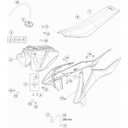 Réservoir, selle et ouïes GASGAS 85 MC 14/17 2T 2022 