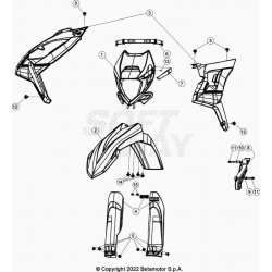 Garde-boue avant, ouies de radiateur et plaque phare BETA 250 RR 2T RACING 2023 