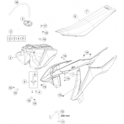 Réservoir, selle et ouïes GASGAS 85 MC 19/16 2T 2024 