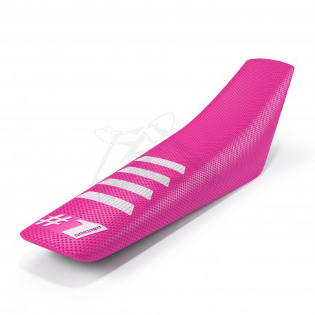 Housse de selle ONEGRIPPER RIBBED rose et blanc 