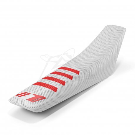 Housse de selle ONEGRIPPER RIBBED blanc et rouge 